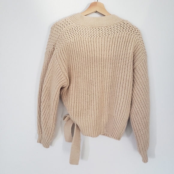 Zara Women Cropped Belted Cardigan Sweater Light Beige - Picture 14 of 14